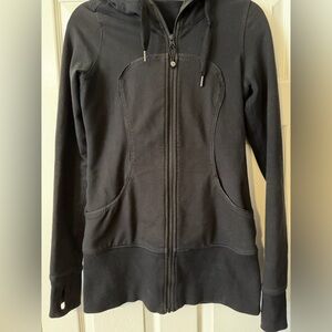 Lululemon Scuba Hoodie Black Full Zip Thumbholes Women’s Size 6